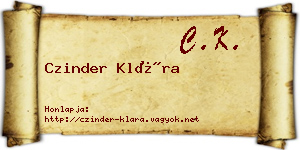 Czinder Klára névjegykártya
