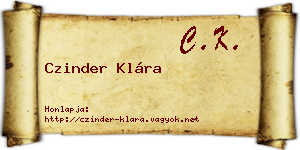 Czinder Klára névjegykártya